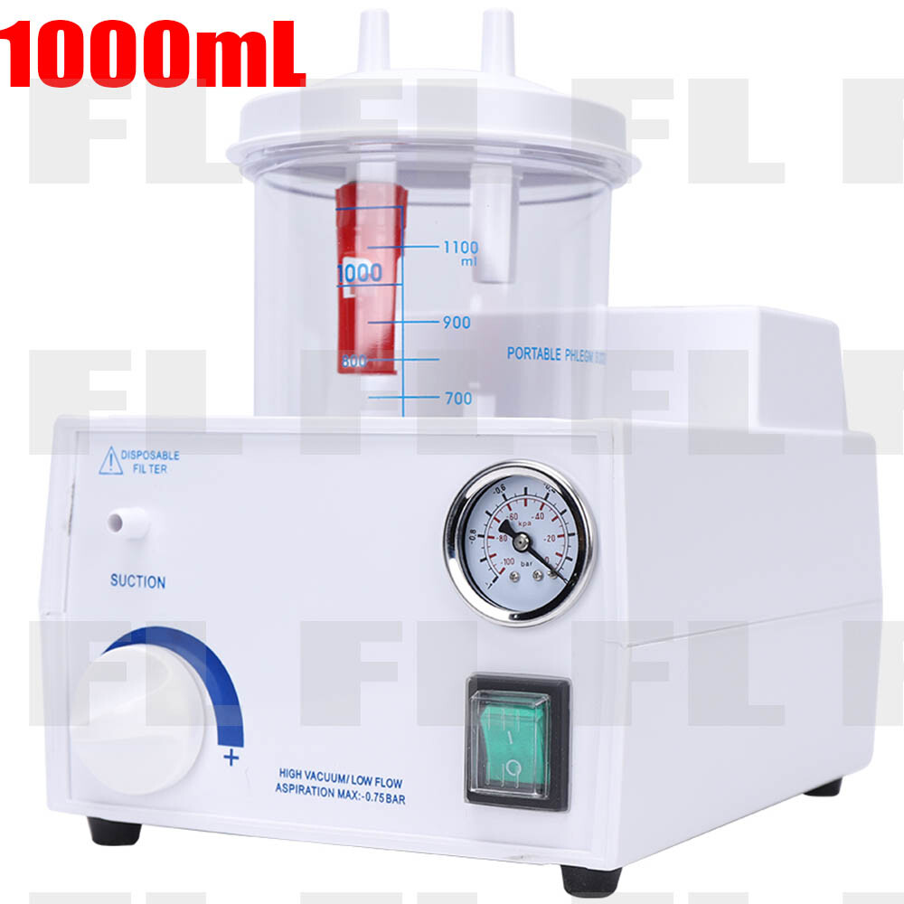 1000mL Portable Phlegm Suction Unit Emergency Medical Vacuum Aspirator Machine