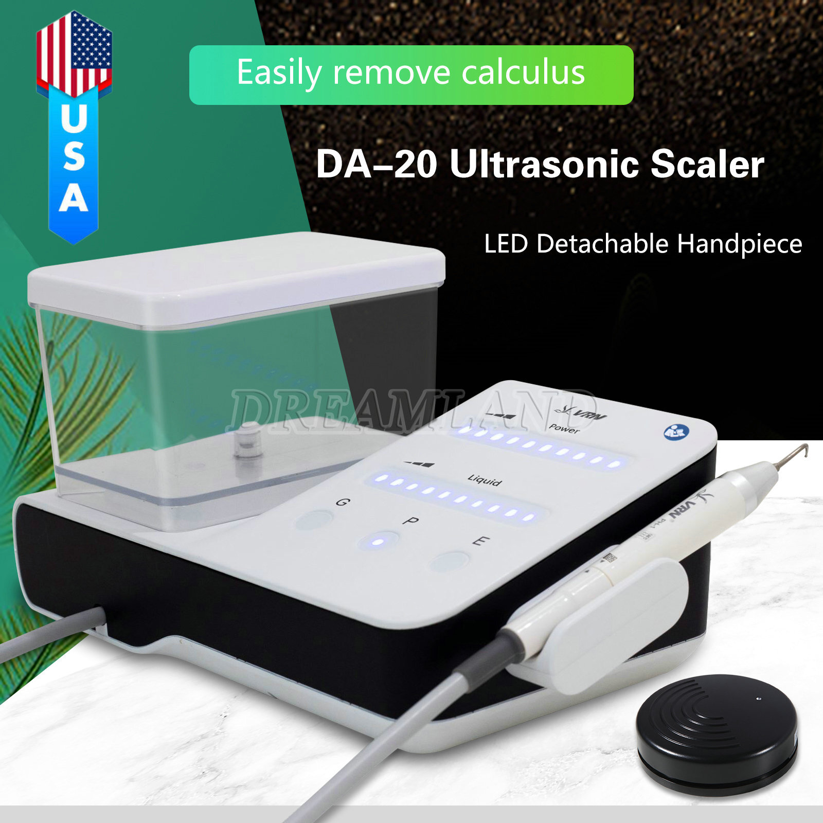 Dent Ultrasonic Piezo Scaler/LED Detachable Handpiece PH-1 Fit EMS Cavitron DA
