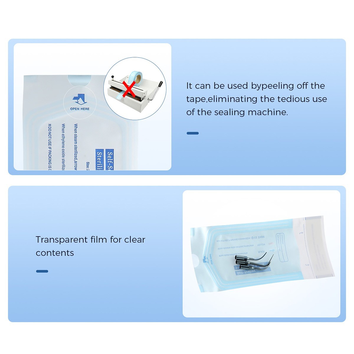 200pcs/Box Self-sealing Sterilization Autoclave Pouches Bags