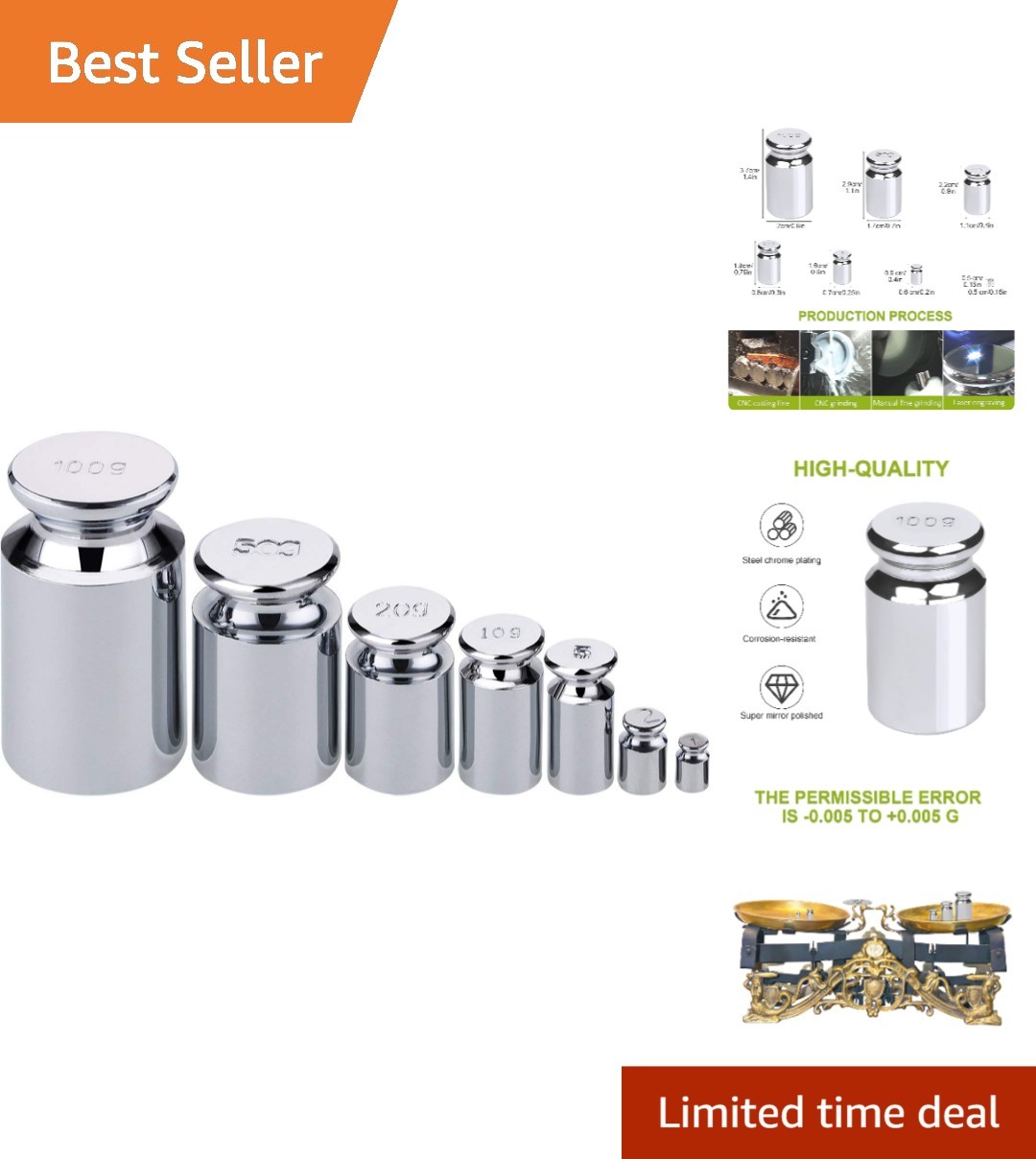 7 Piece Calibration Weights Set for Balance Scales – High Accuracy & Portability