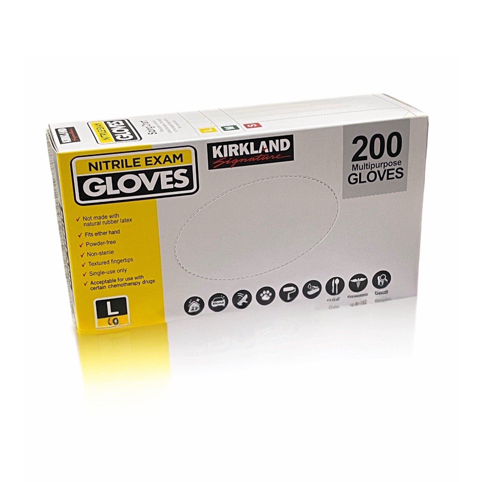 Kirkland Size L Nitrile Gloves 200 Ct Powder-Free Non-Latex Gloves Blue
