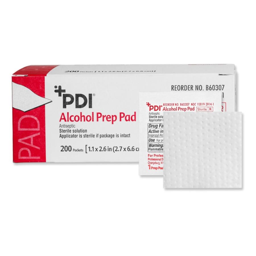 PDI Alcohol Prep Pad 2×2″ 70% Isopropyl Alcohol Individual Packets Sterile 4000