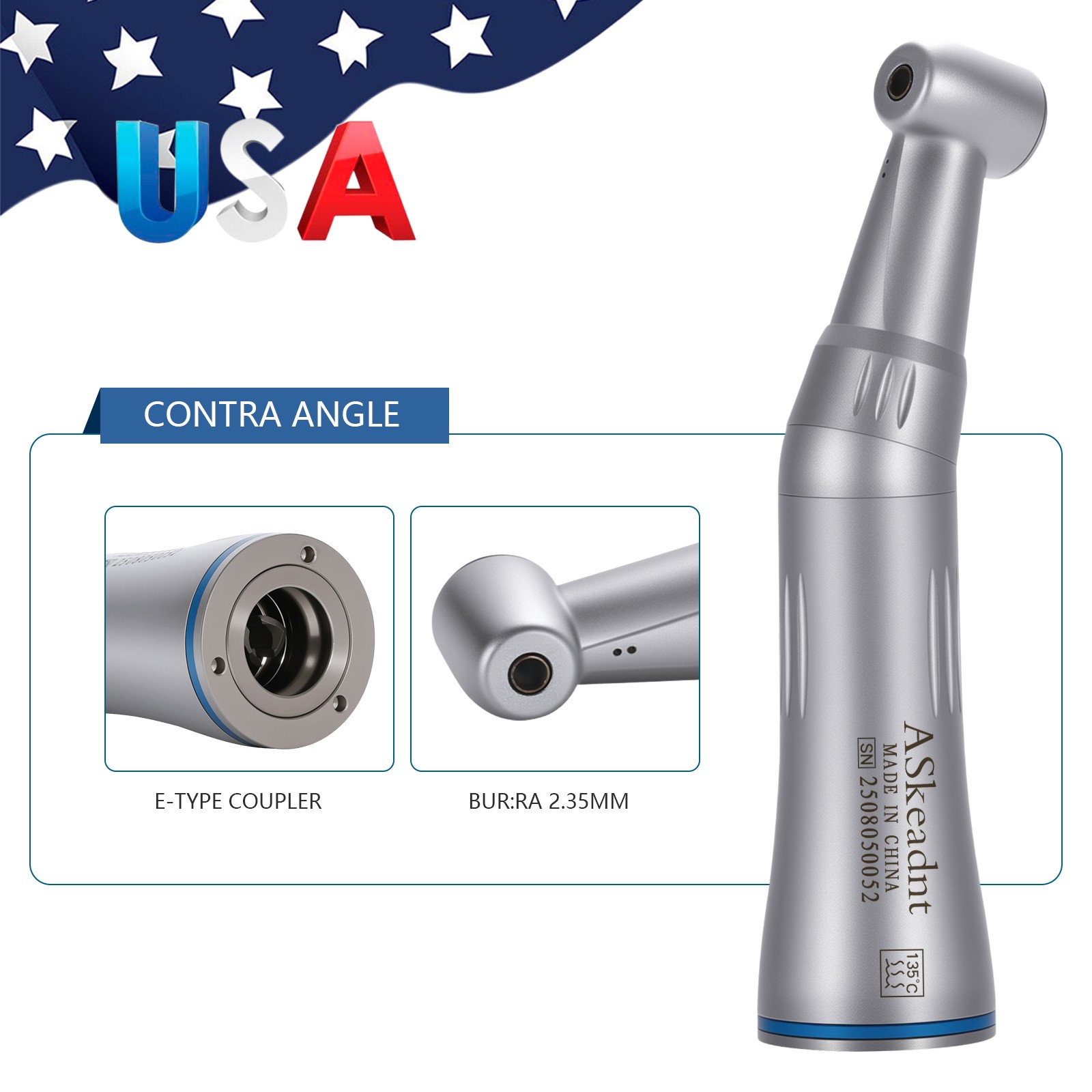 ASkeadnt Dental Inner Water Contra Angle Handpiece Slow Speed E-type NSK Style