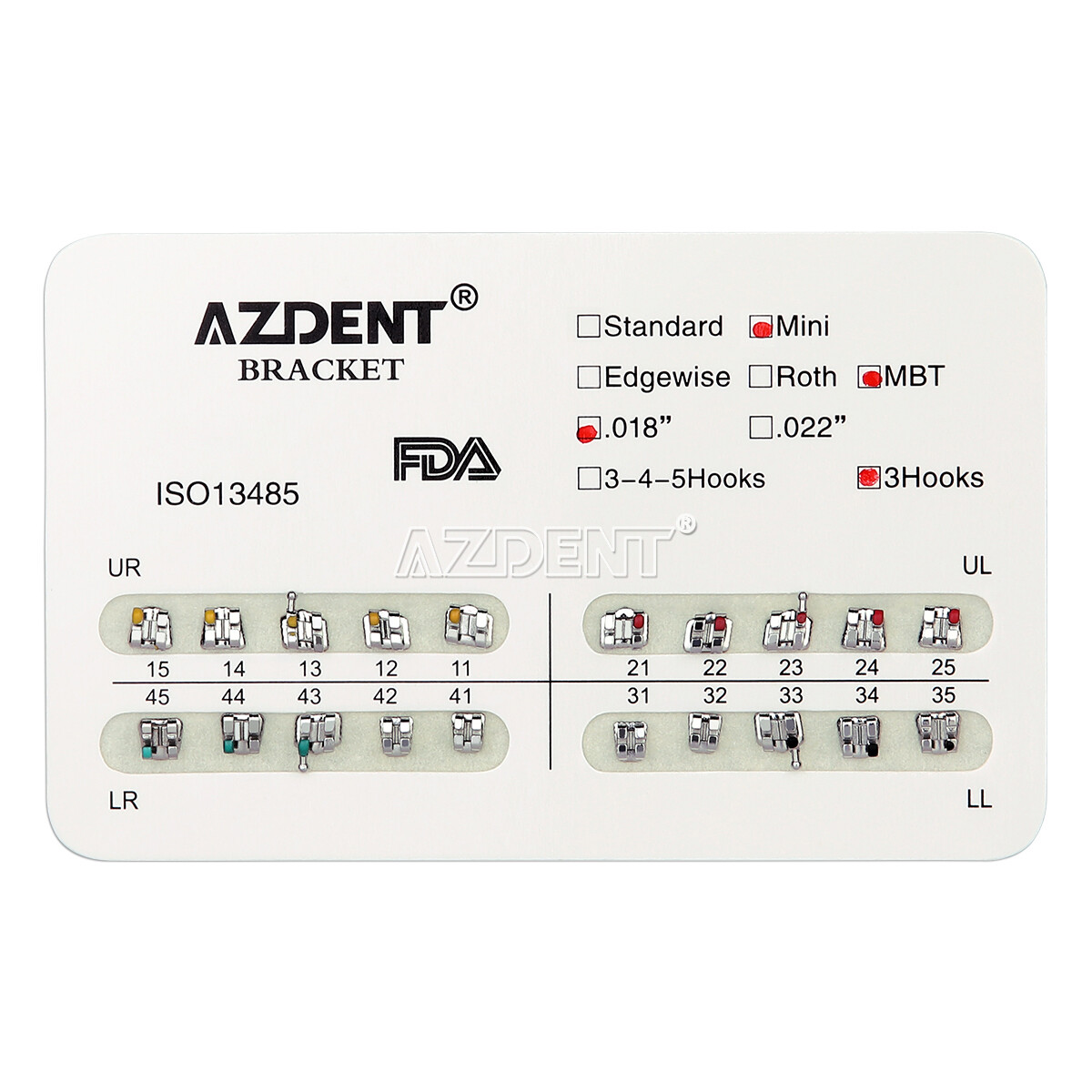 20X AZDENT Mini Brackets de ortodoncia dental Brace Roth/MBT 022/018 Ganchos 345