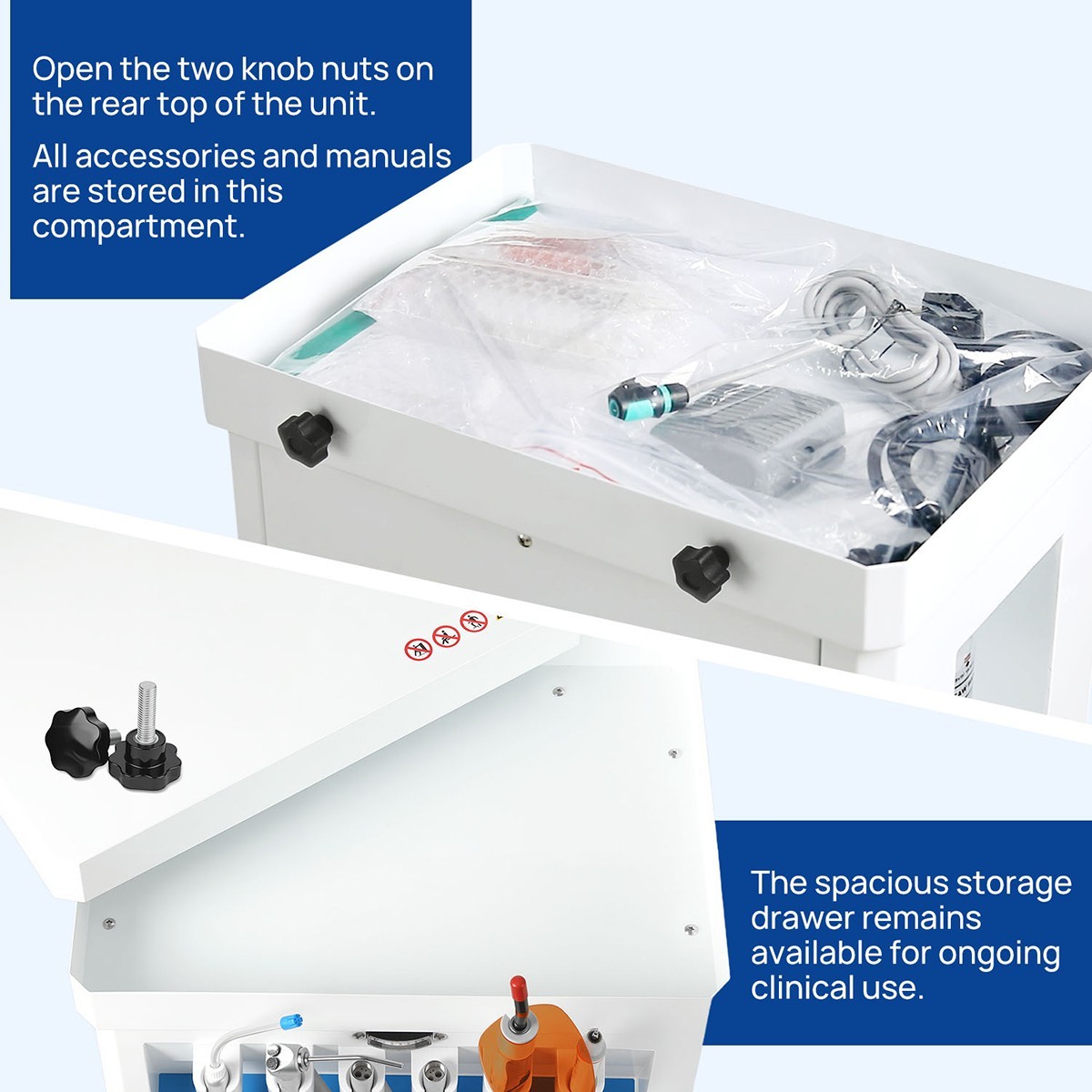 Dental Portable Mobile Cart Delivery Unit System 4Holes Air Compressor/Handpiece