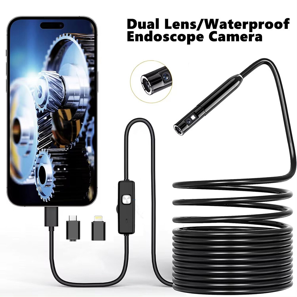 1920P HD Endoscope Camera, 8 LED Dual Lens, IP67 Waterproof for iOS/Android USA