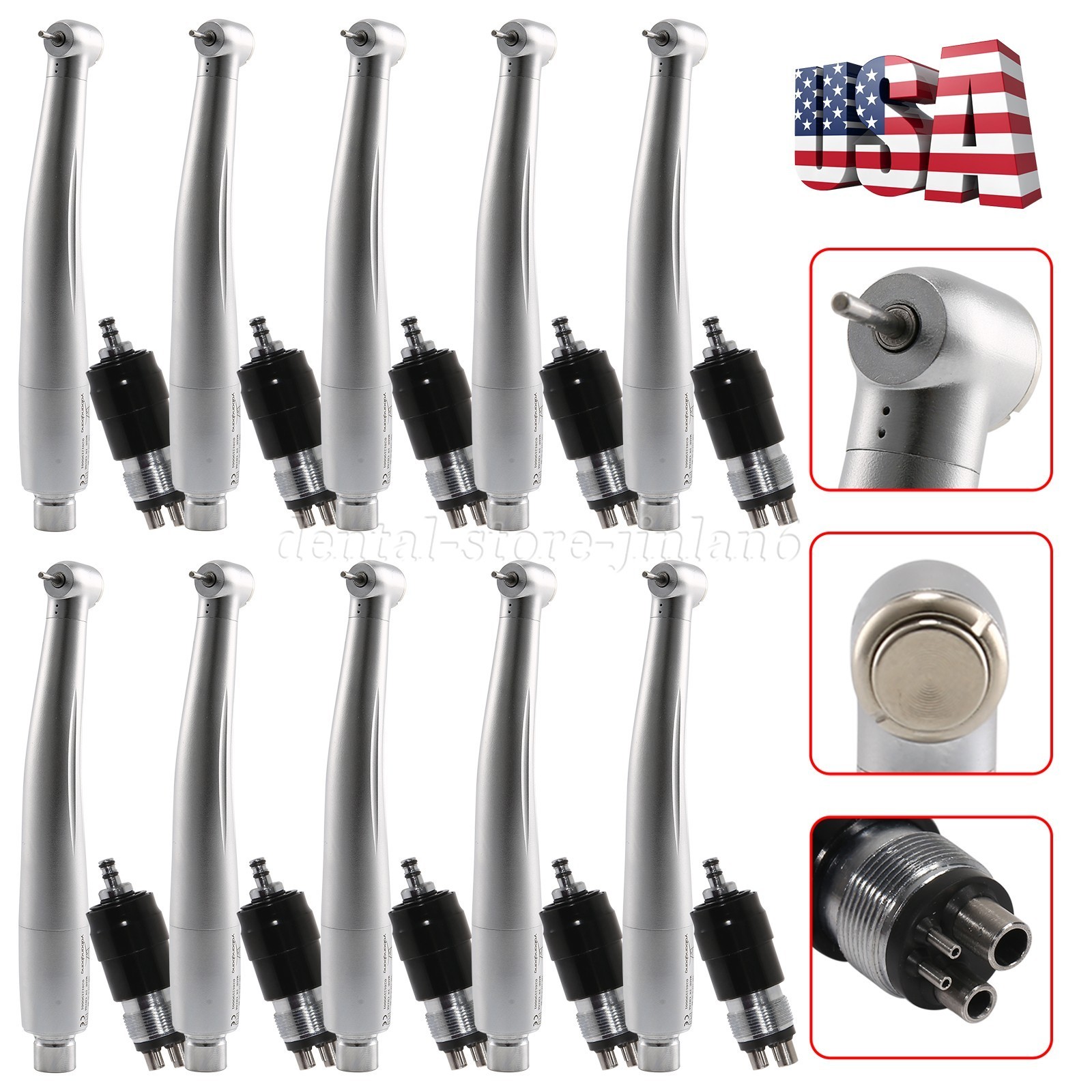 10 Pcs NSK Style Dental High Speed Turbine Handpiece+4 Hole Quick Coupling YBNK4