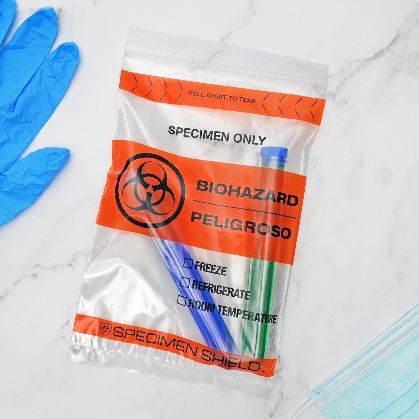 Plymor 6″ x 9″, 2 Mil Biohazard Zipper Bags with Pouch and Tear-Off Zip Top