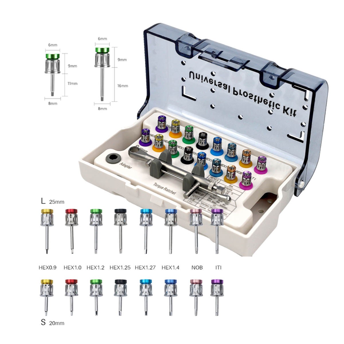 Dental Torque Wrench Universal Implant Kit+16Drivers / Dental Implant Locator