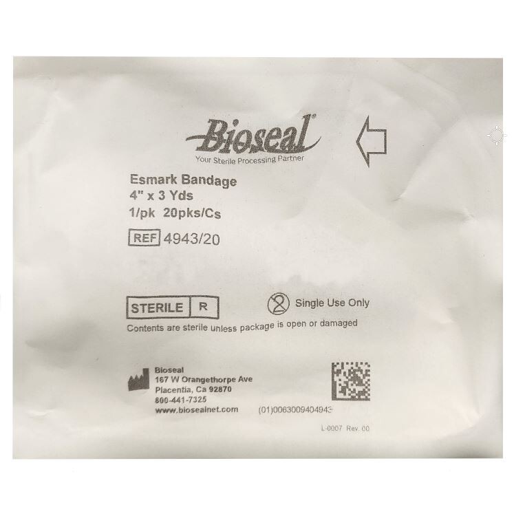 *1-Pack* Bioseal Esmark Bandage 4″ x 3 Yards Blue Sterile 4943/20