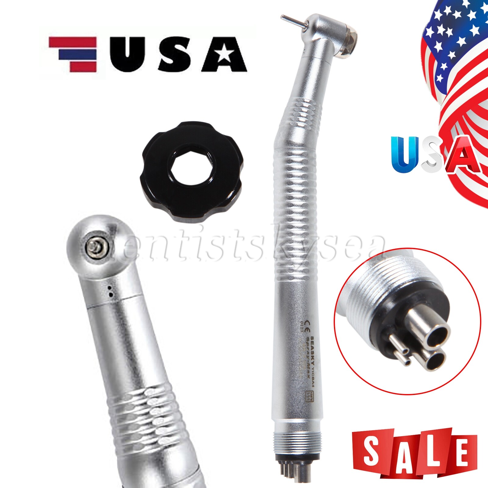 Dental Turbine High Speed Handpiece Push Button 4Holes Standard Head