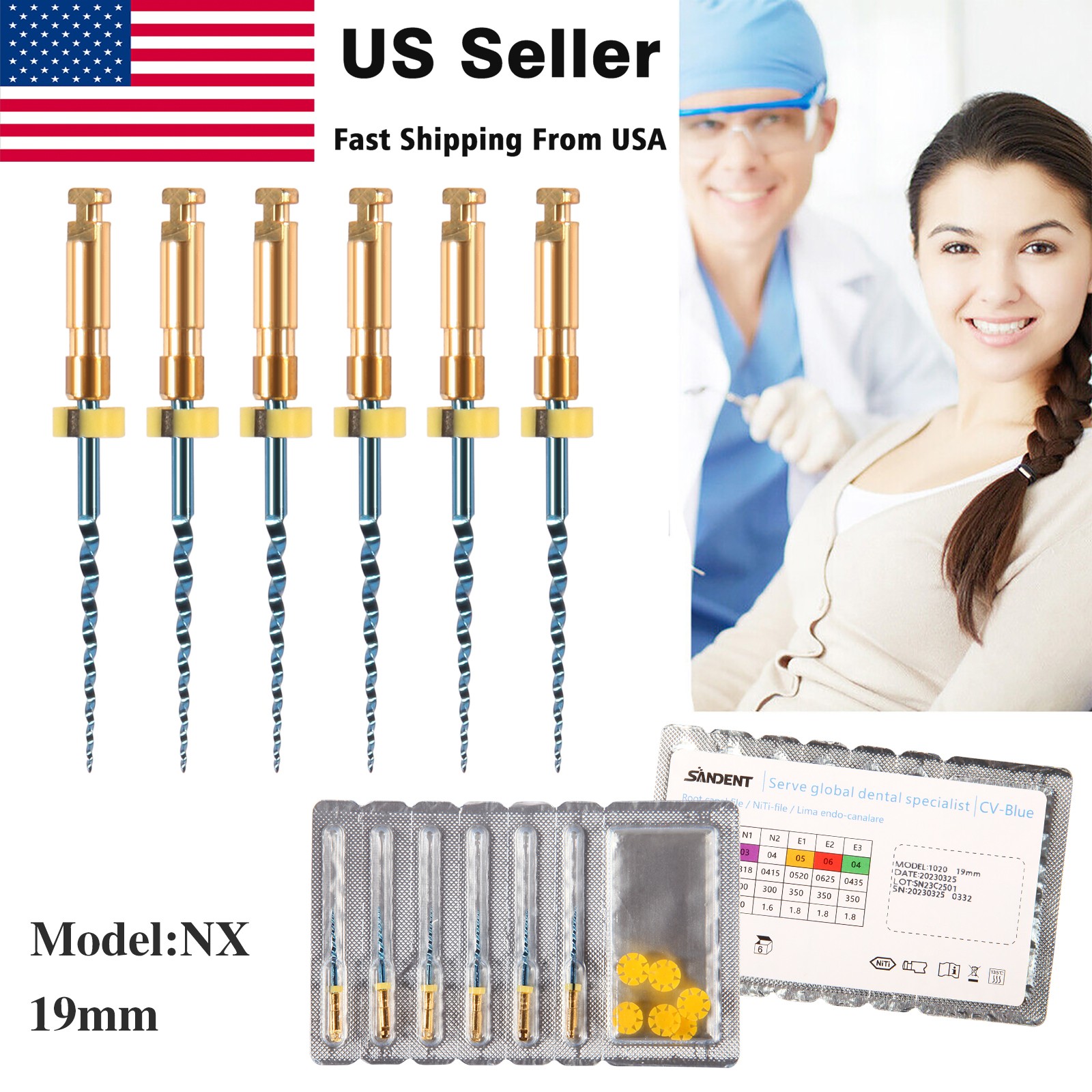 6X Dental Endodontic Rotary Files Endo Root Canal File X-Pro Taper Files 19mm NX