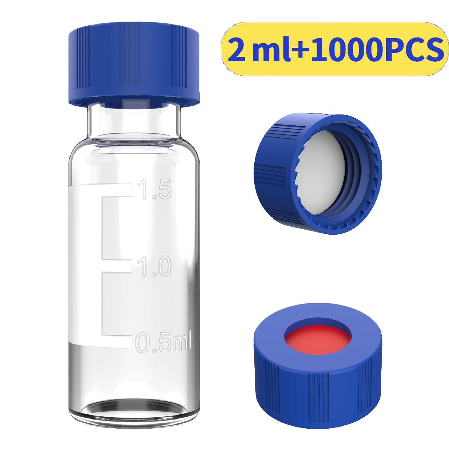 5000PCS HPLC GC 2mL Autosampler Clear Vials Screw Caps PTFE Silicone Liner 9-425