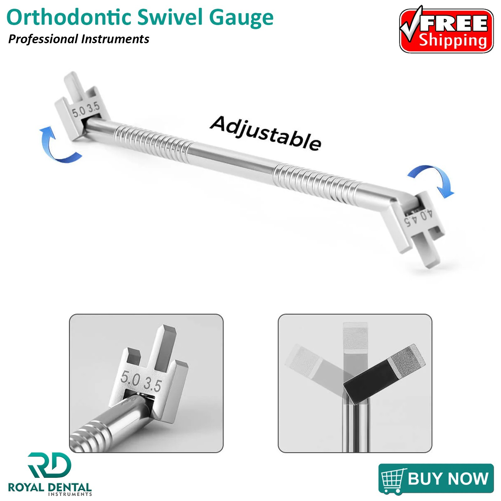 Orthodontic Instruments Bracket Height Swivel Head Positioning Gauge Dental