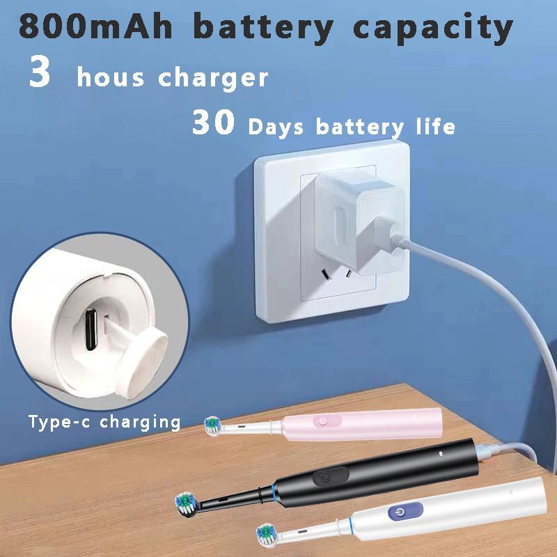 Toothbrush Electric Rechargeable Pro Rotating Brush With 4 Heads Timer Modes USB