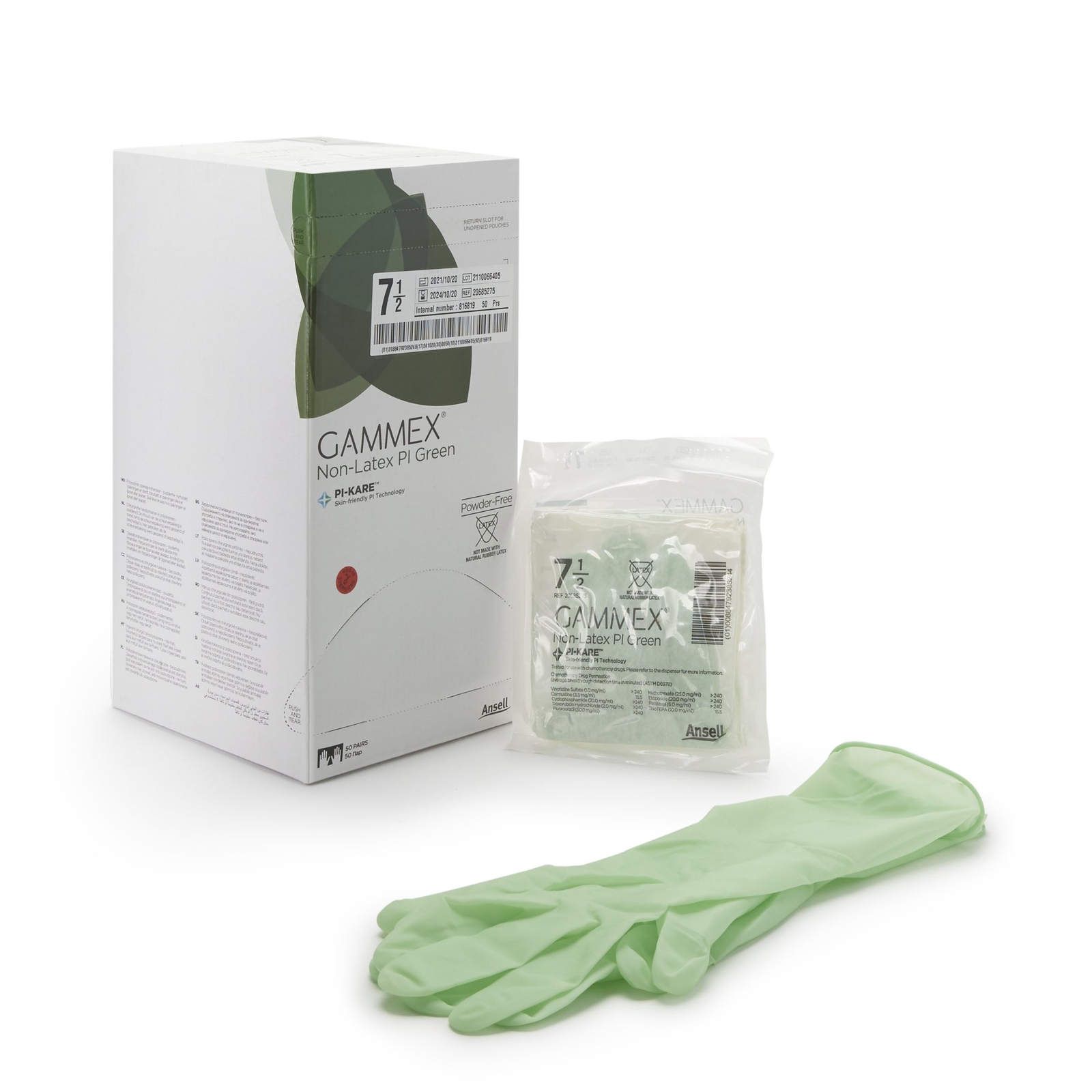 GAMMEX Non-Latex PI Green Polyisoprene Surgical Glove – 200 per Case