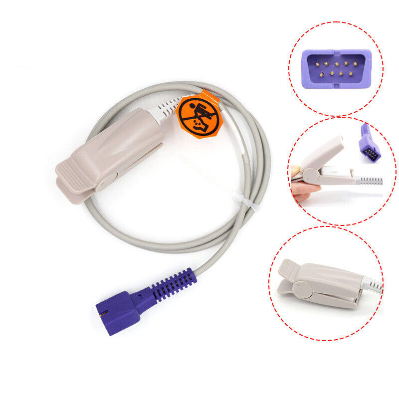 1PC Fit For DS-100A Oximax Reusable Spo2 Sensor Adult Clip DB9/9Pin，