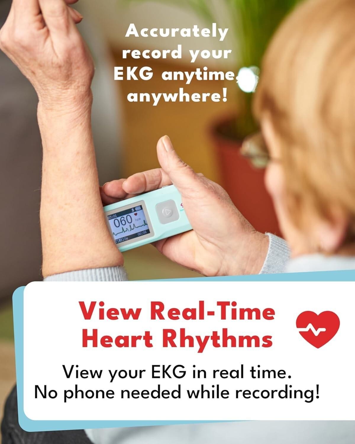 EKG Monitor: Capture Heart ECG Metrics On-The-Go | Standalone with Vibrant LCD