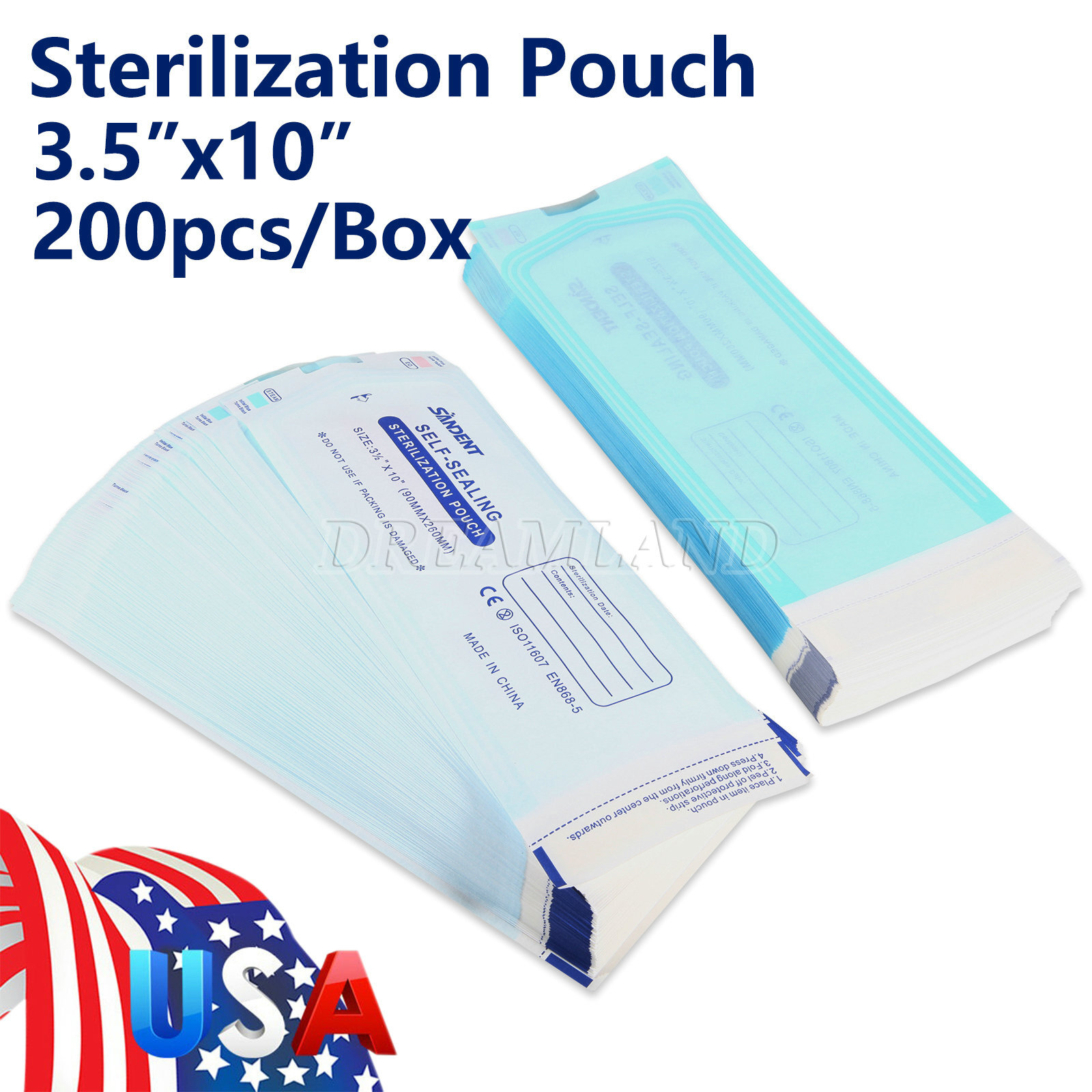 200 pcs Self Sealing Sterilization Pouch Disposable Dental Sterile Bags Pouches