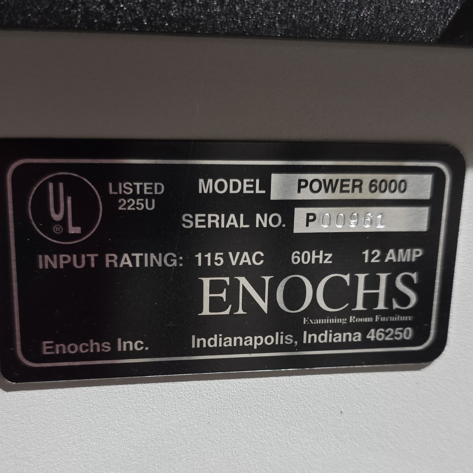 Enochs Power 6000 Examination Table 115VAC 60Hz 12A Gray Upholstery
