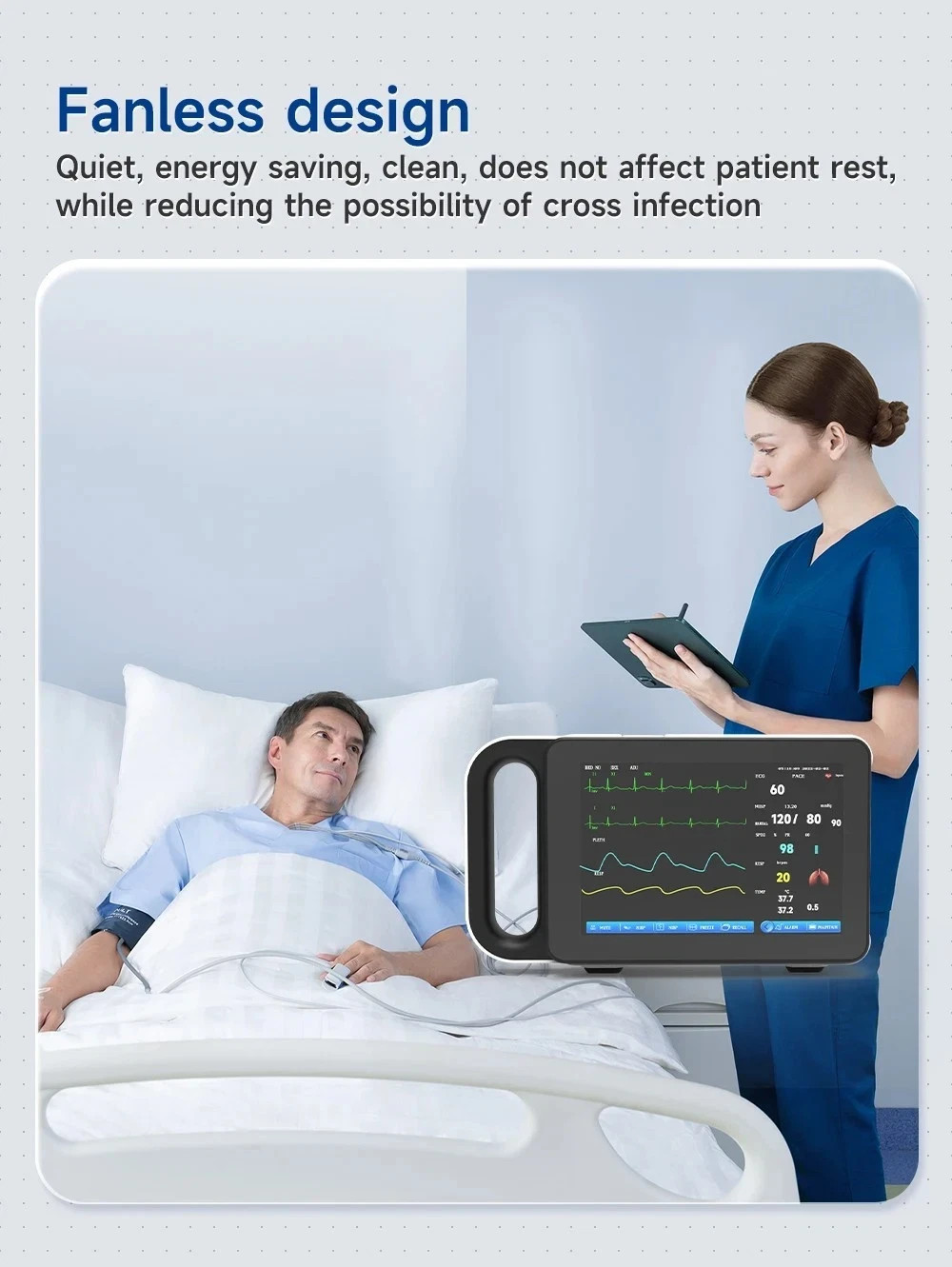 7″ Patient Monitor ICU CCU Vital Sign For Hospital ECG NIBP RESP TEMP SPO2 PR