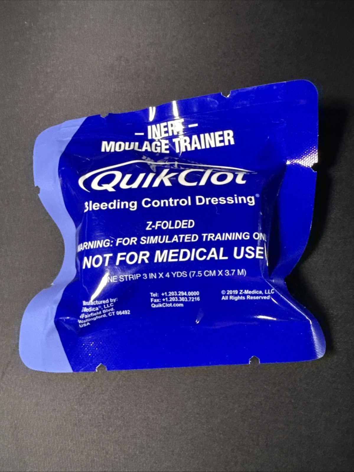 5 QuikClot Bleeding Control Dressing INERT Trainers with BLUE CAT Training TQ