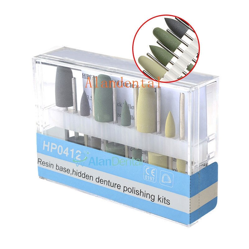5 Set Dental Diamond Burs Polishing Kit Resin Base Hidden Denture Polishing