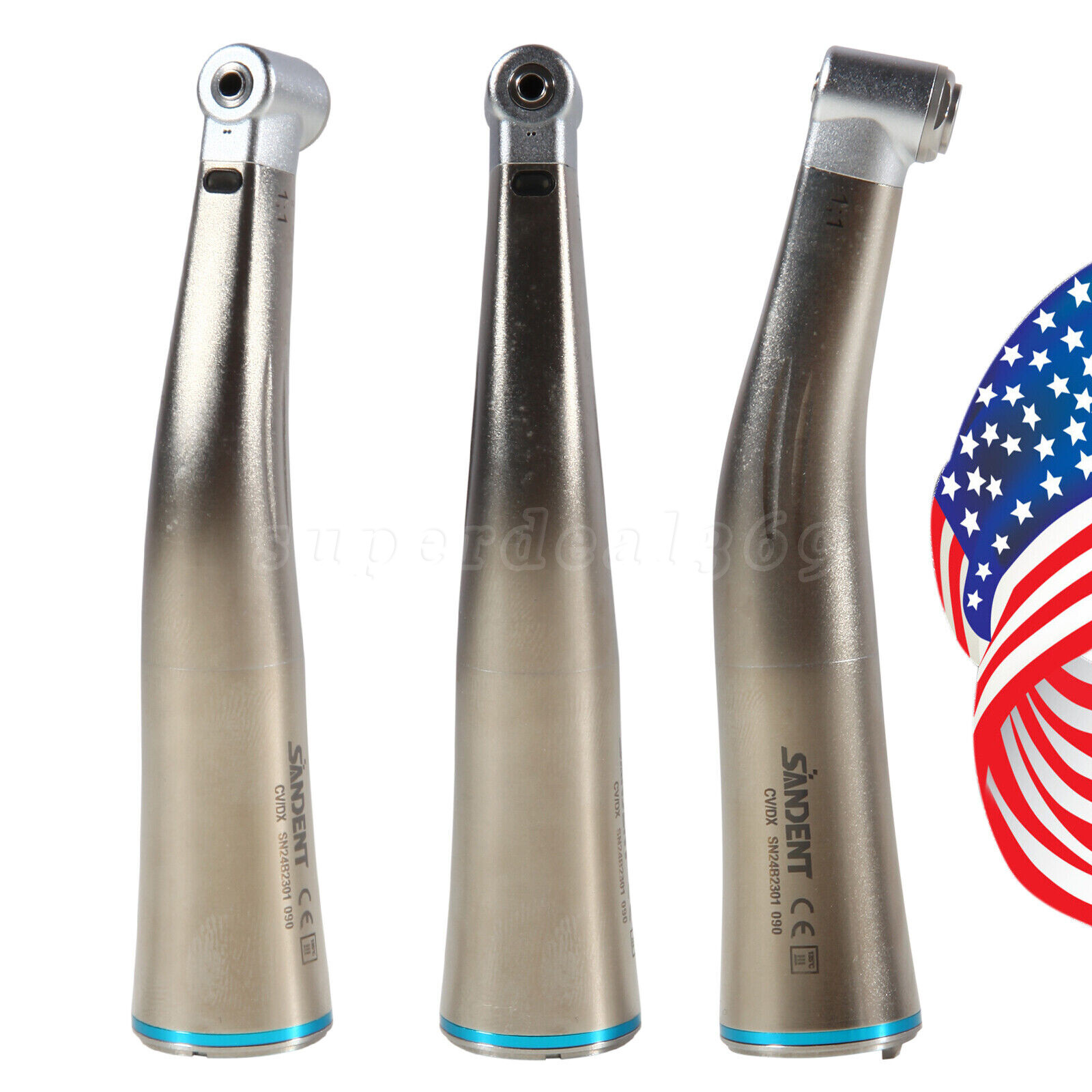 NSK Style Dental Fiber Optic 1:1 Contra Angle Low Speed Handpiece Inner Channel
