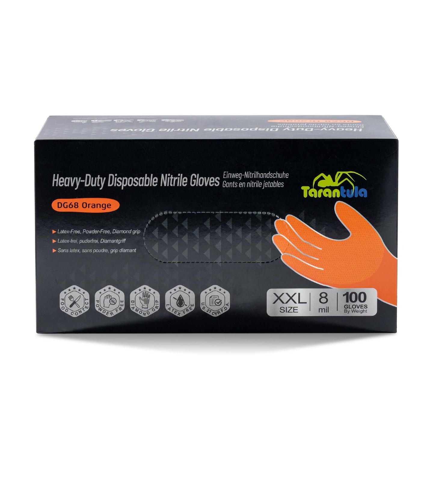 Tarantula 8-mil Disposable Nitrile Gloves, Heavy-Duty Fully Diamond Textured,…