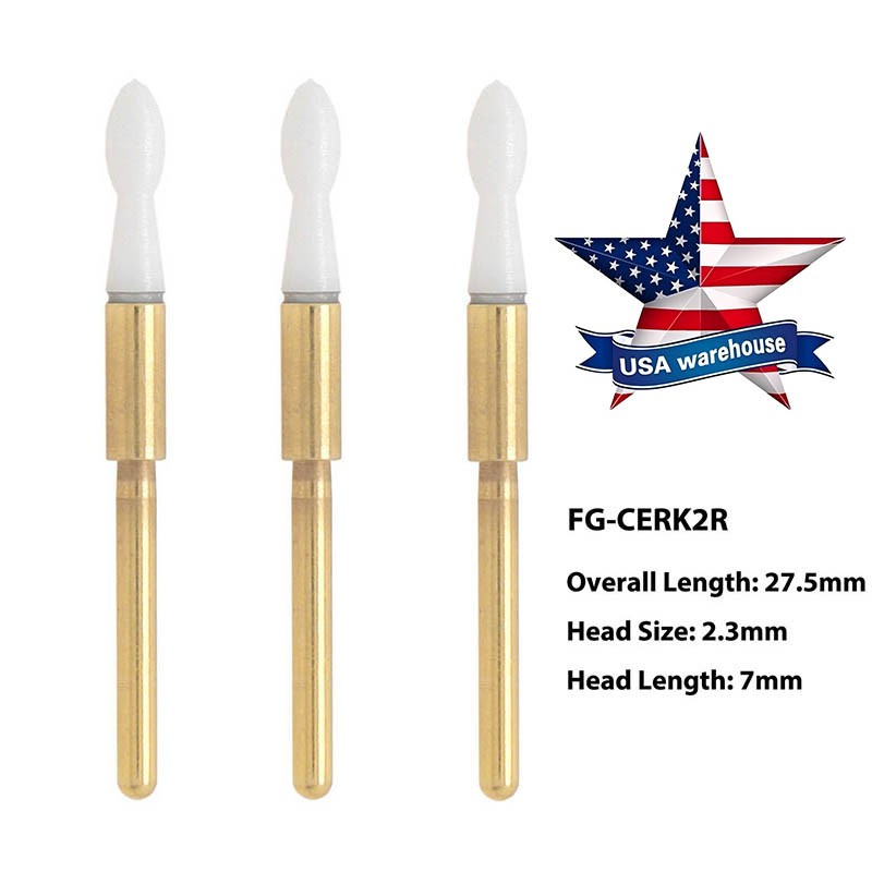 3PCS Dental Soft Tissue Trimmer Ceramic Bur For Gingival Gingivectomy FG 2.3mm