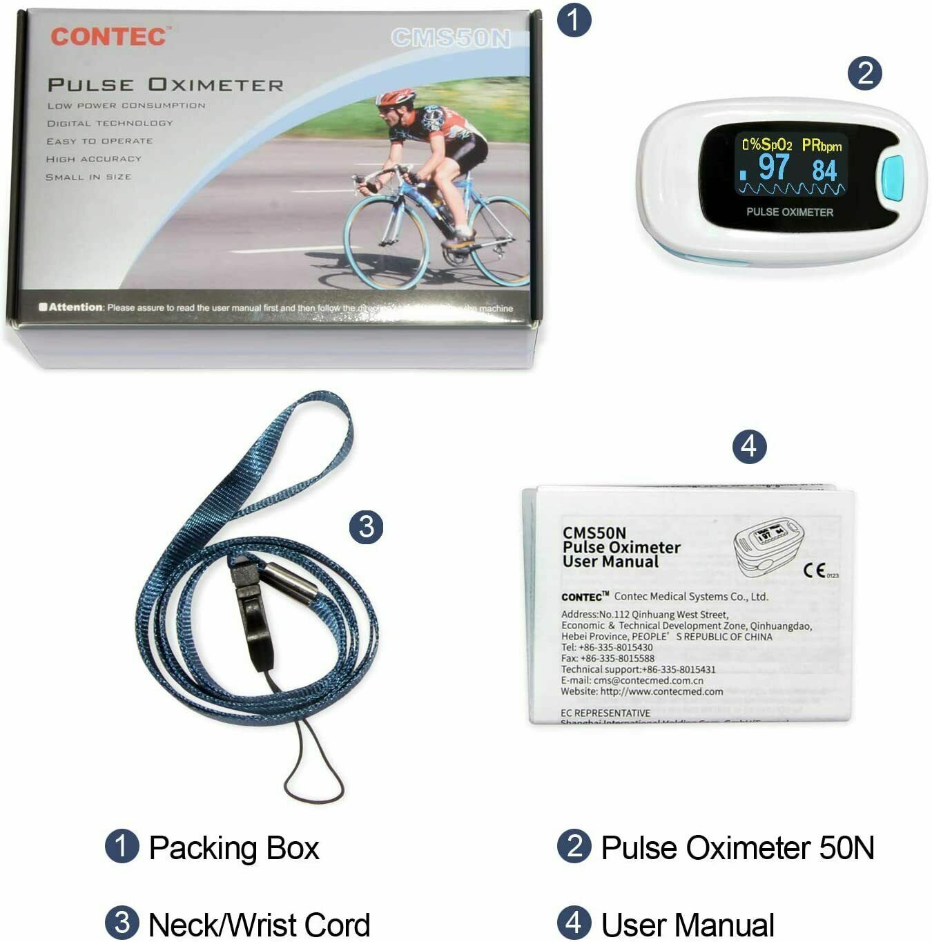 USA Fingertip Pulse Oximeter SPO2 Pulse Rate Blood Oxgen Meter Battery+Bag+Pouch