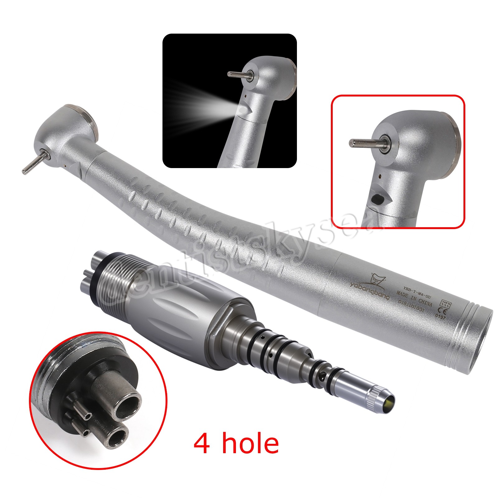 YD6 Torque Dental Fiber Optic Handpiece LED Turbine 4H Quick Coupler NEW