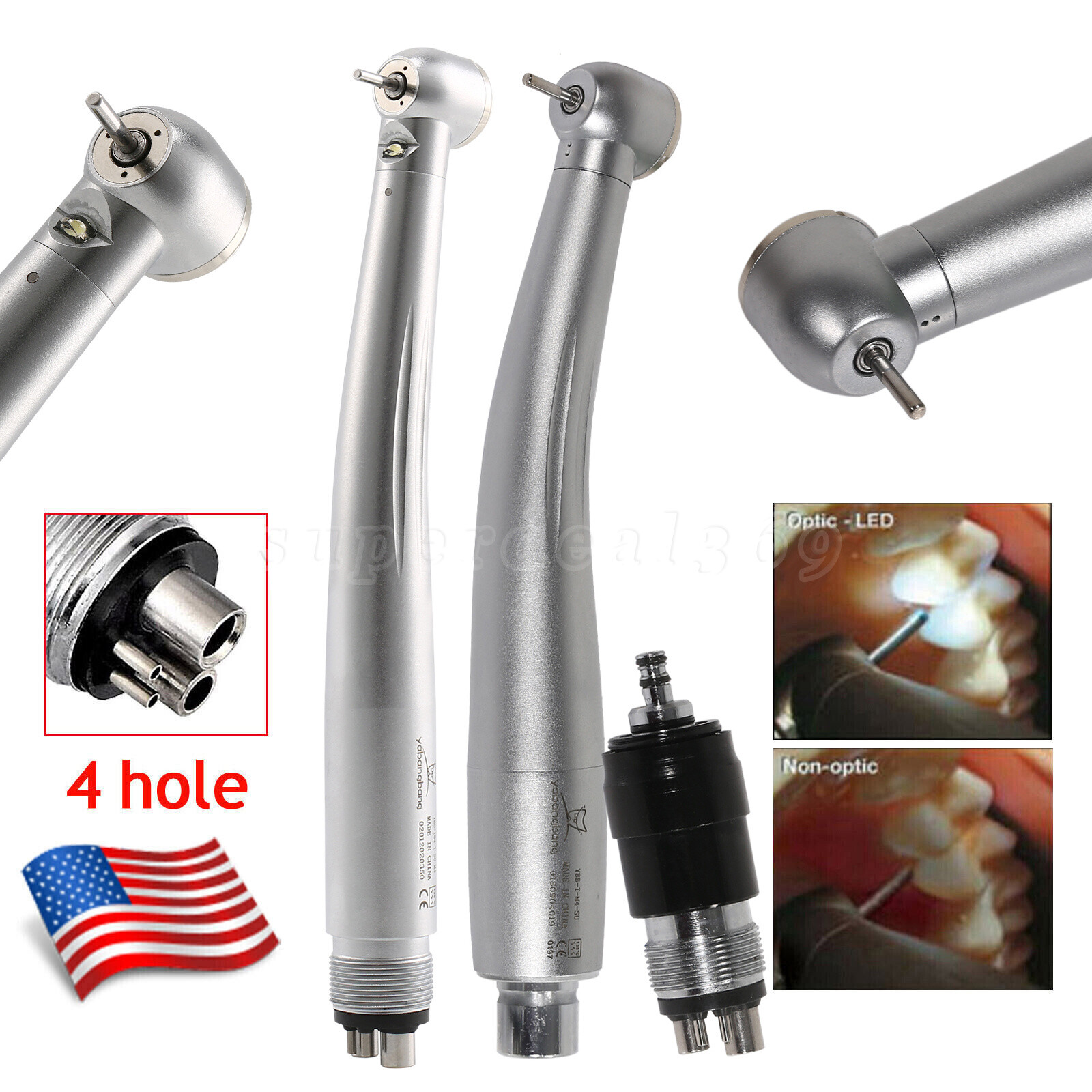 Dental High Speed Large head (LED) Handpiece /Quick Coupler 4 Hole fit NSK st
