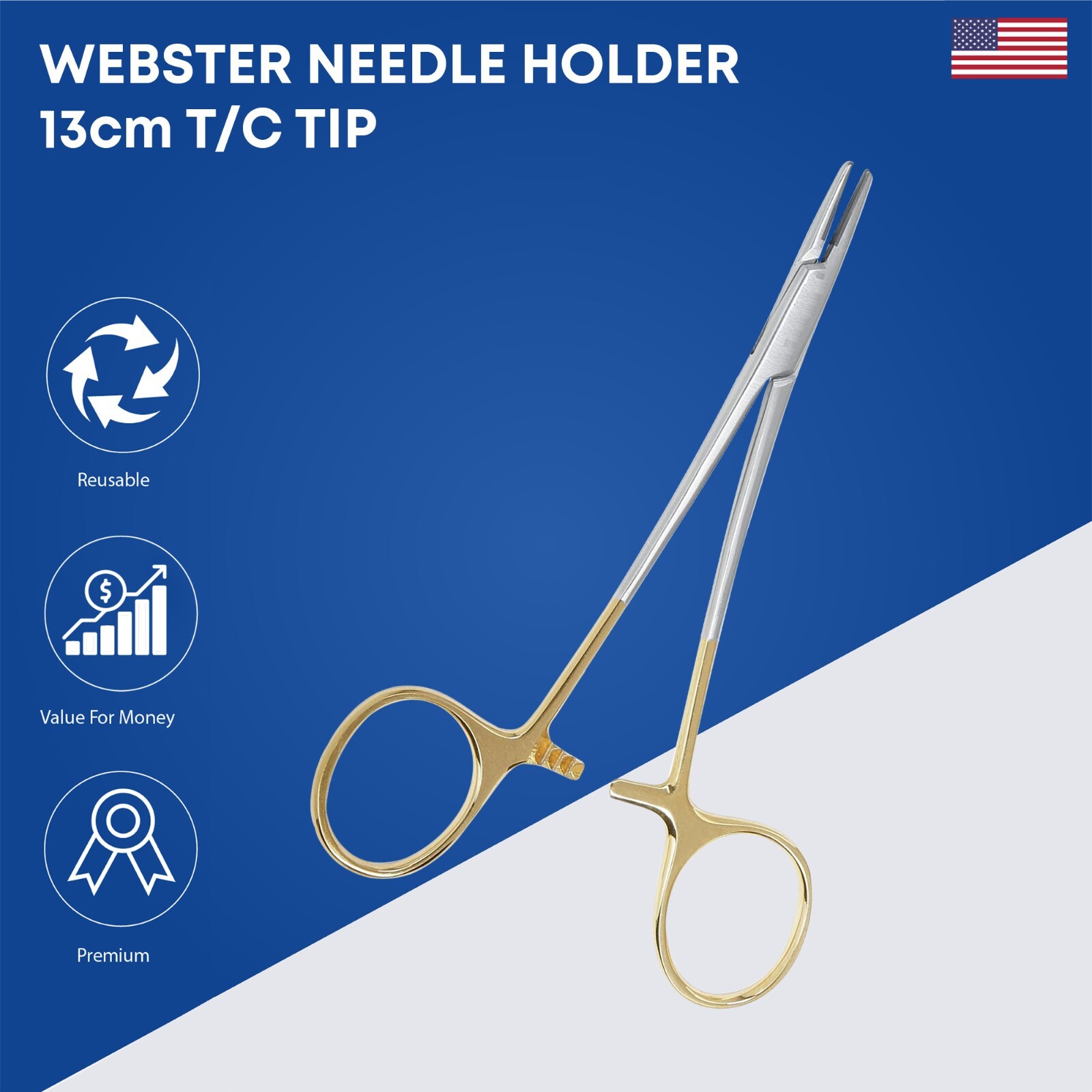 Webster Needle Holder 13cm T/C Tip Stainless Steel Surgical Instruments