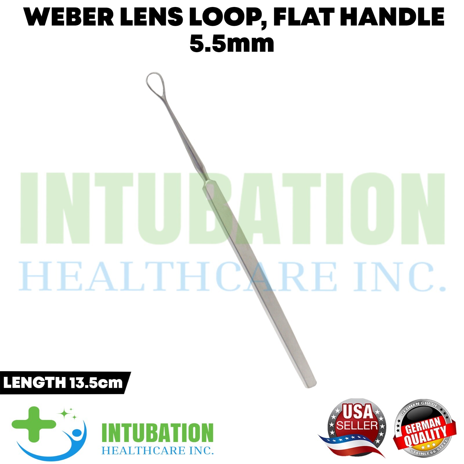 Weber lens Loop 5.5mm Tip Flat Handle Eyelid Ophthalmic Eye Surgical Instruments