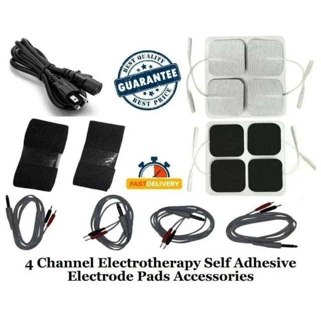 Branded Electrotherapy Machine With 4 Channel Unit Sticky + Carbon Pads .
