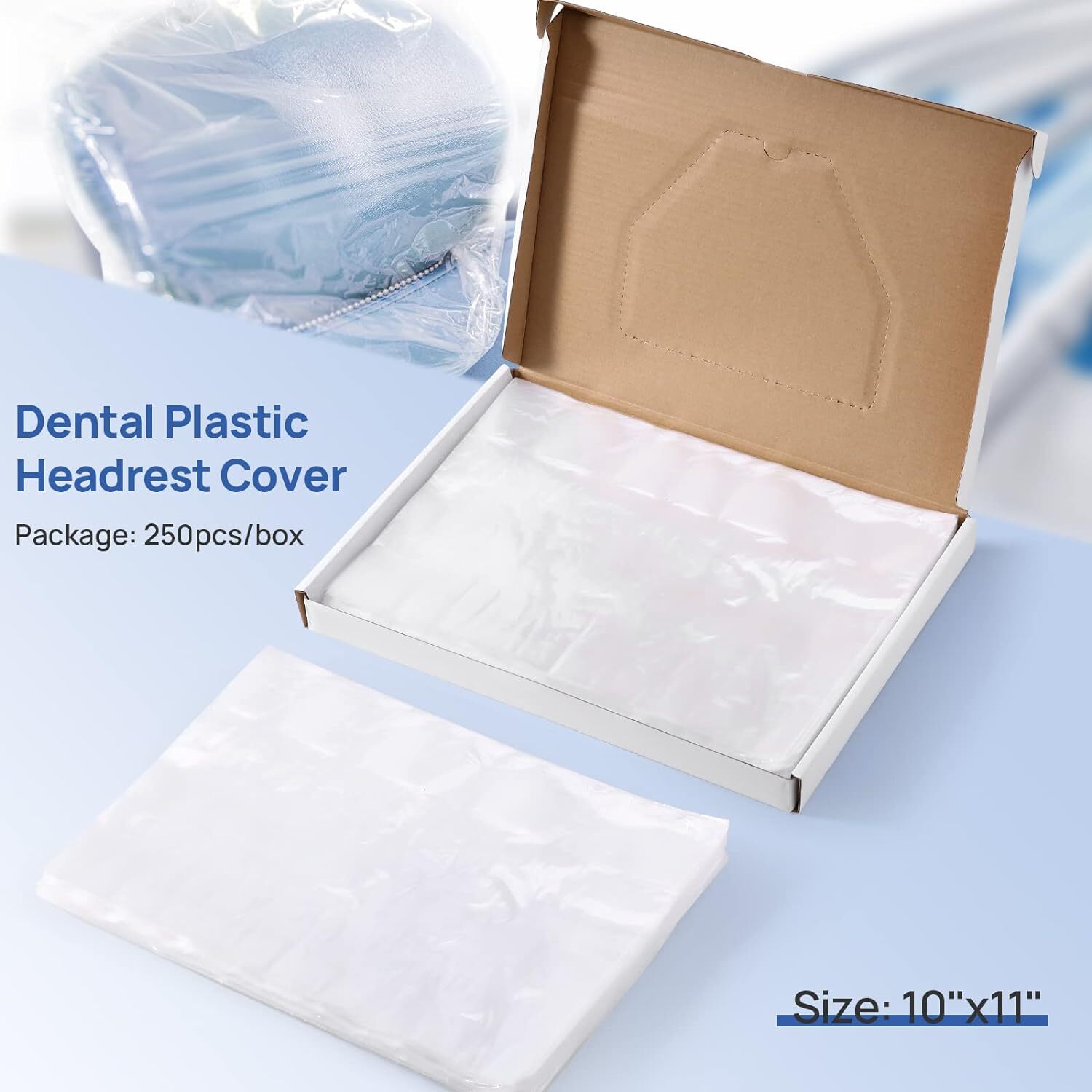 250/Box Dental Headrest Covers Sleeves Disposable Clear Plastic Protector 2 Size