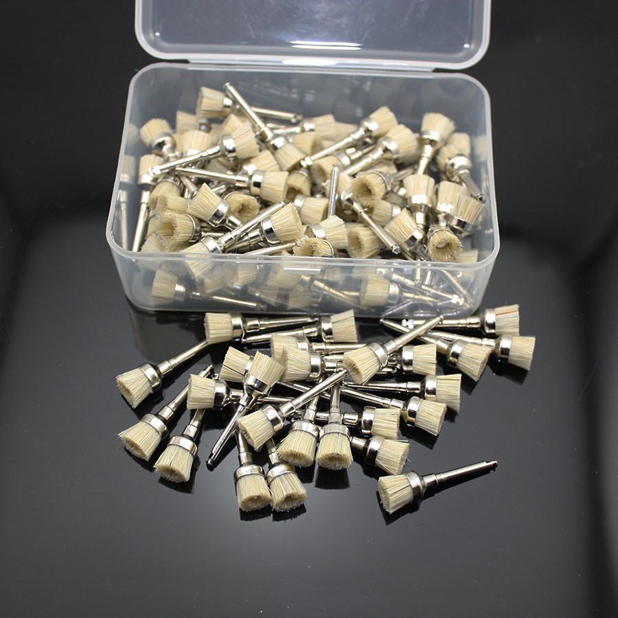 NEW 100 PCS Dental Brush Bristles Latch Flat Polishing Polisher Prophy