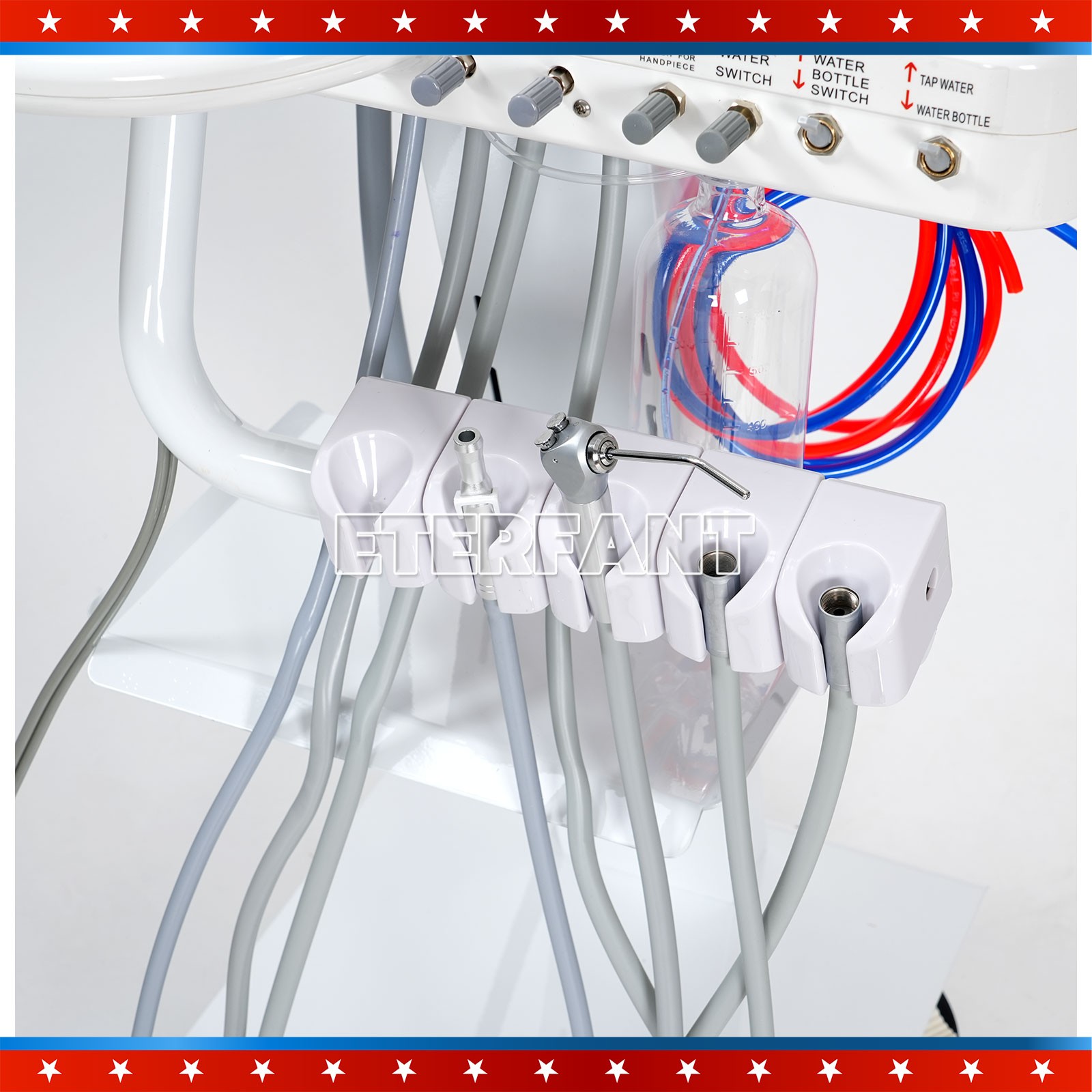Portable Dental Mobile Delivery Unit System 4 Holes Suction Cart with Socket