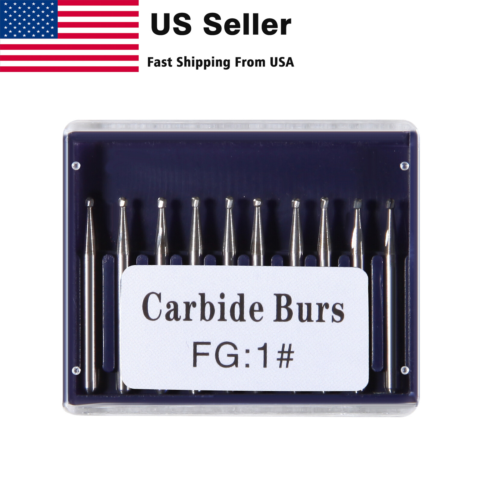 10pcs Dental Round Carbide Steel Drills FG Bur for High Speed Handpiece fg1 to