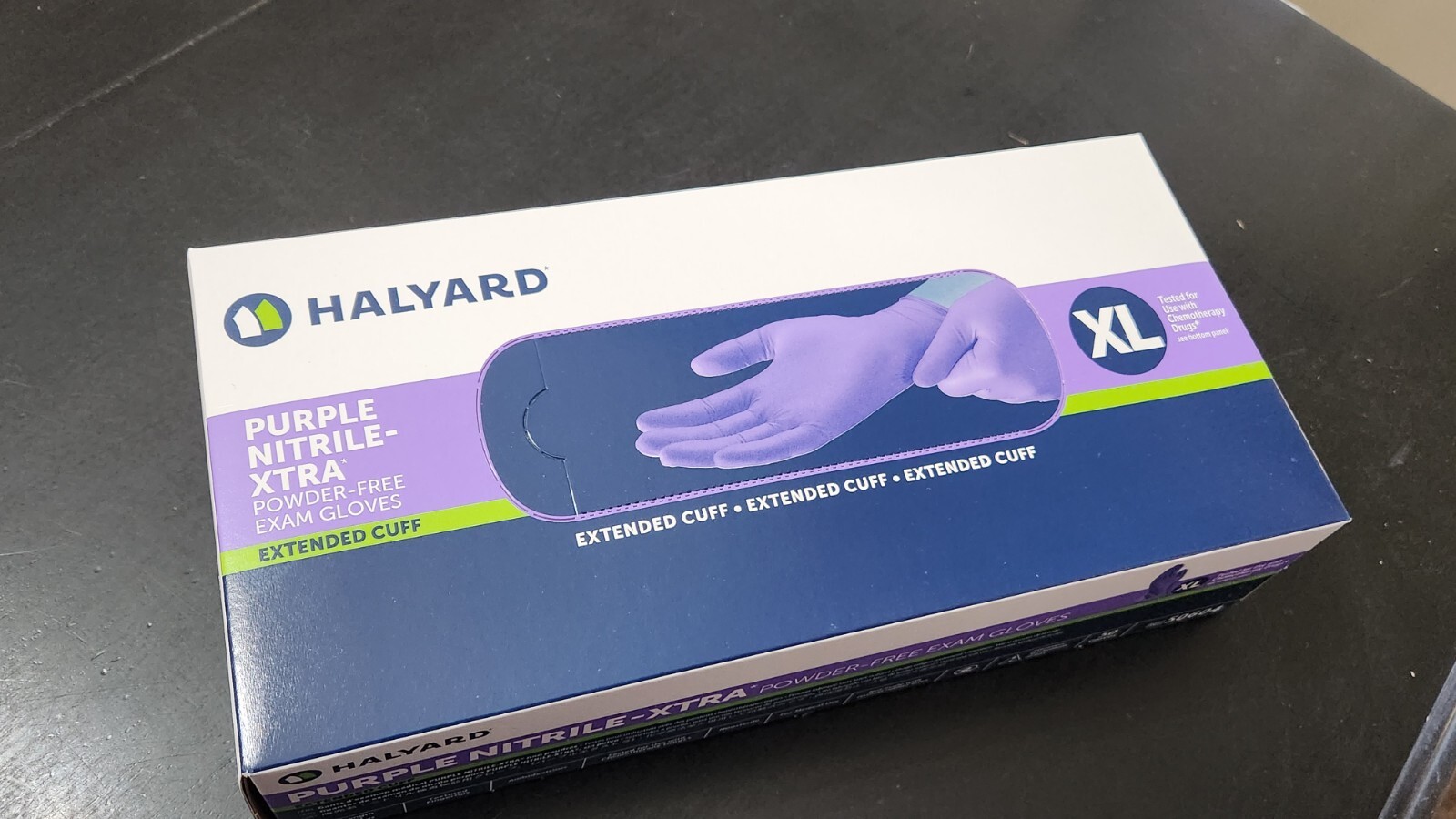 Halyard Purple Nitrile-XTRA Powder-Free Exam Gloves XL – Box of 50 Extended Cuff