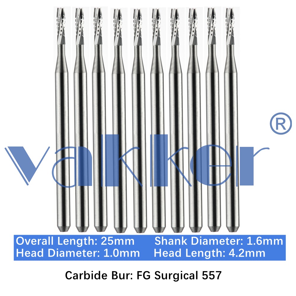 10/Pk Dental Surgical Carbide Friction Grip Burs High Speed 25mm FG SURG 2 4 6 8