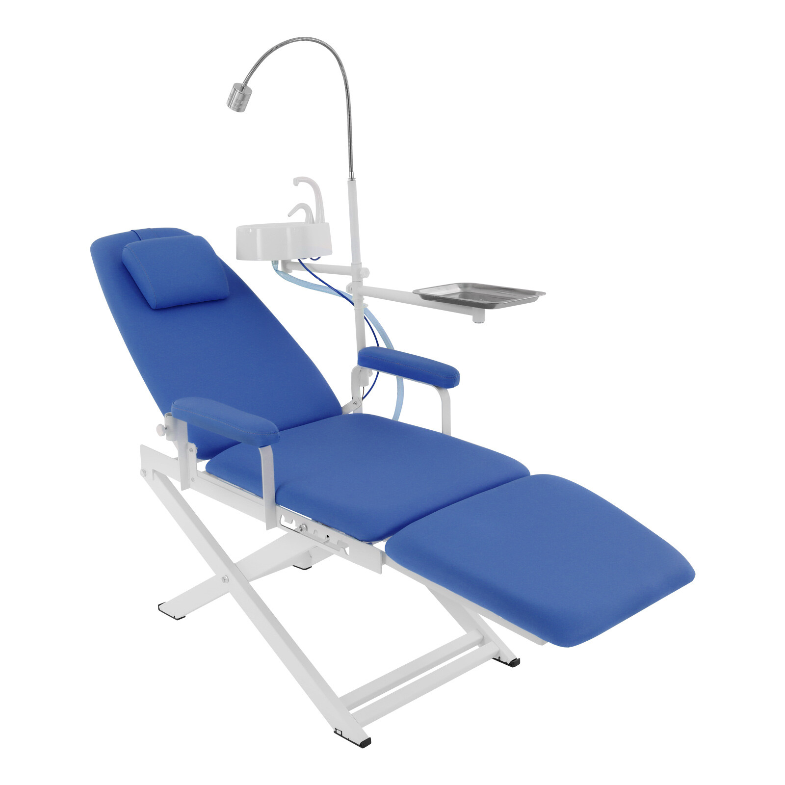 Portable Dental Chair Folding Mobile Chair Tilt Bed with LED Light & Waste Basin
