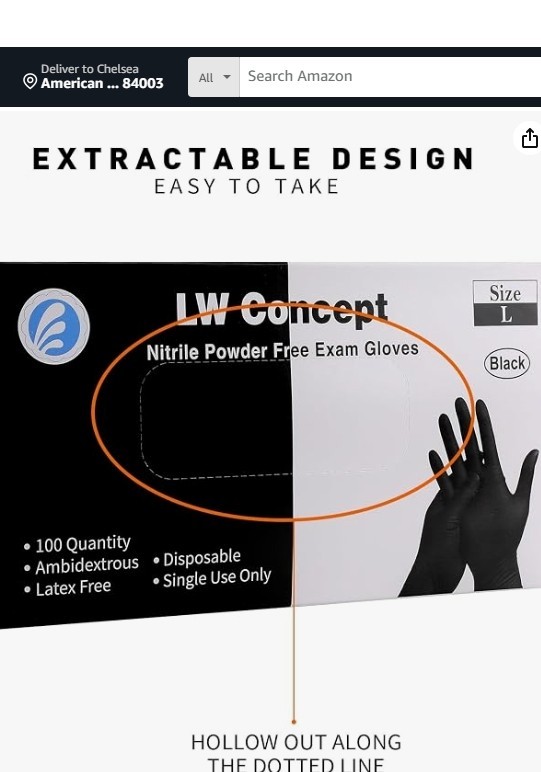LW Concept Blk Vinyl Gloves Disposable Latex Free Powder Free Gloves 100/pcs