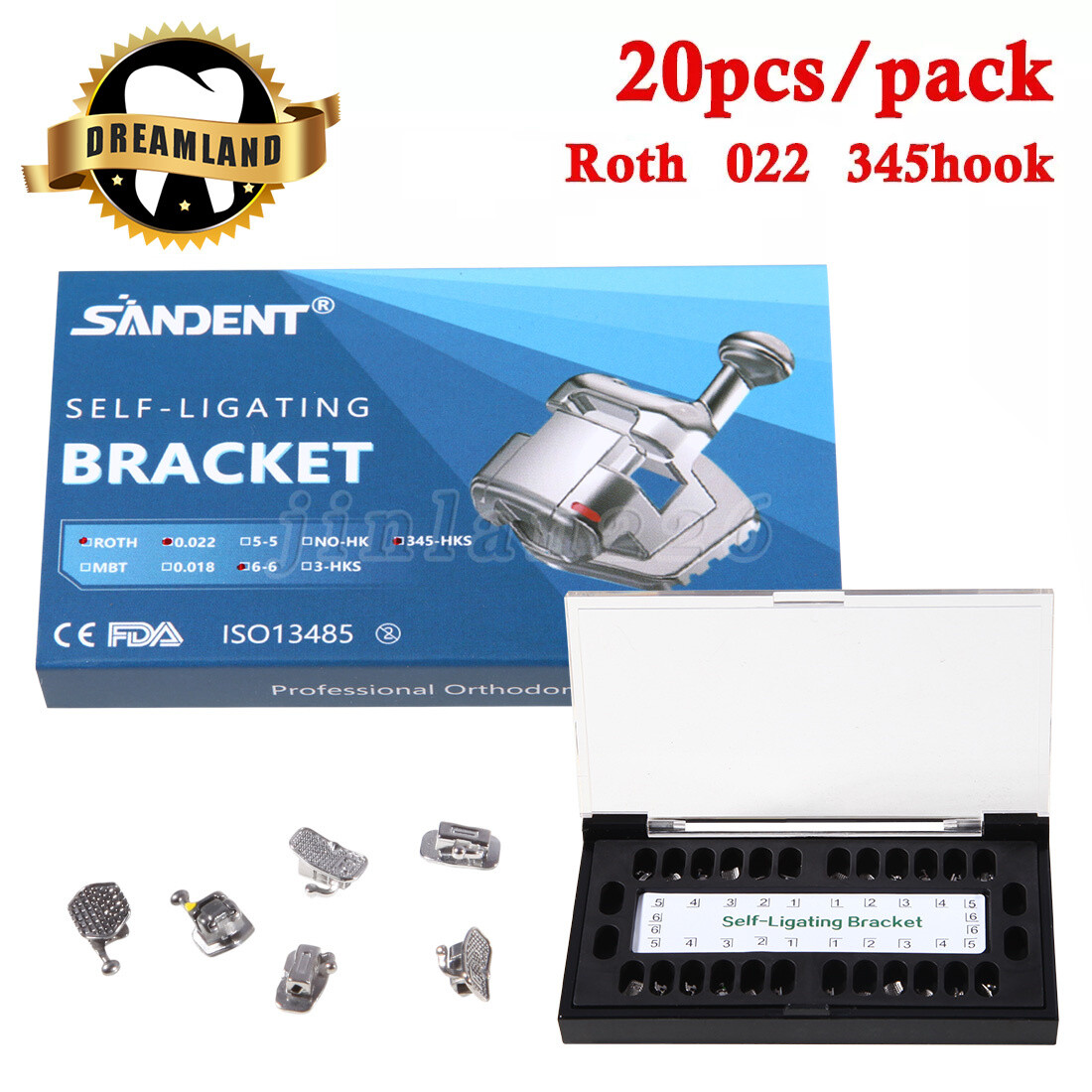Dental Orthodontic Self Ligating Brackets Braces Roth .022 345 HK+Buccal Tube