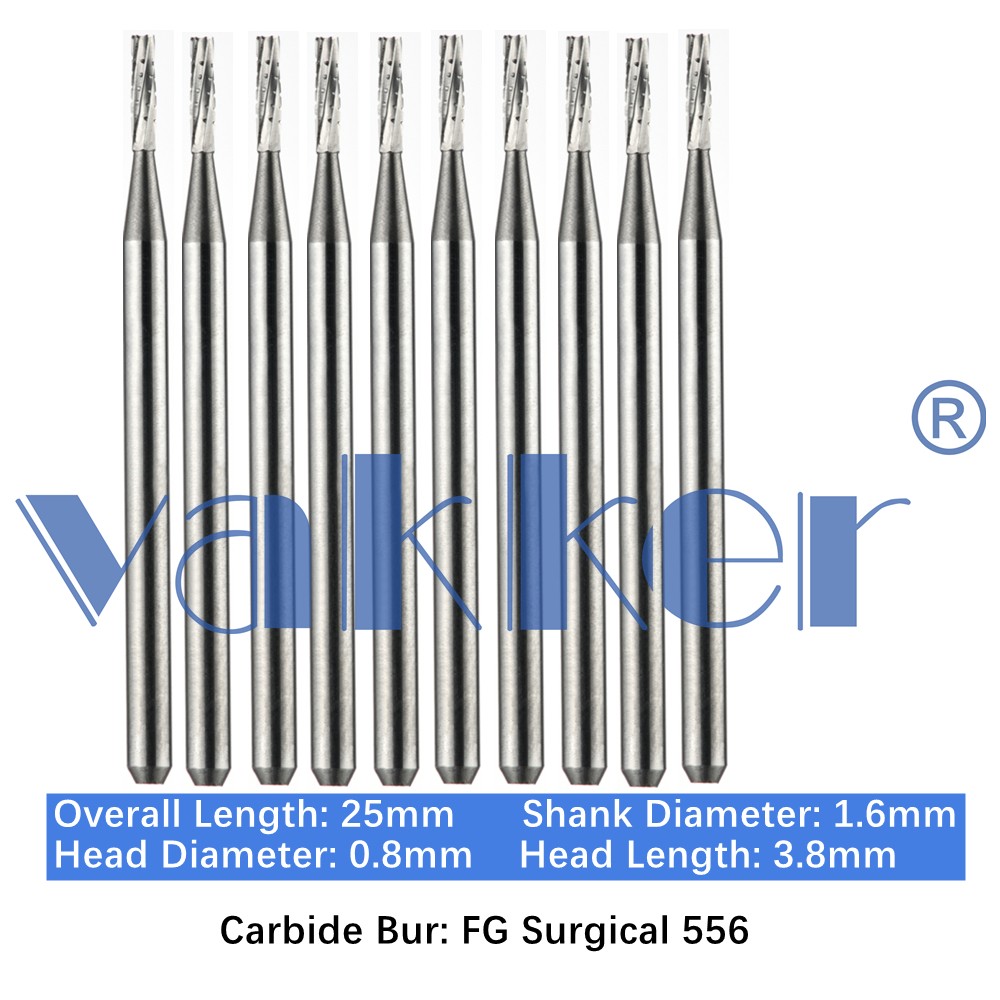 10/Pk Dental Surgical Carbide Friction Grip Burs High Speed 25mm FG SURG 2 4 6 8