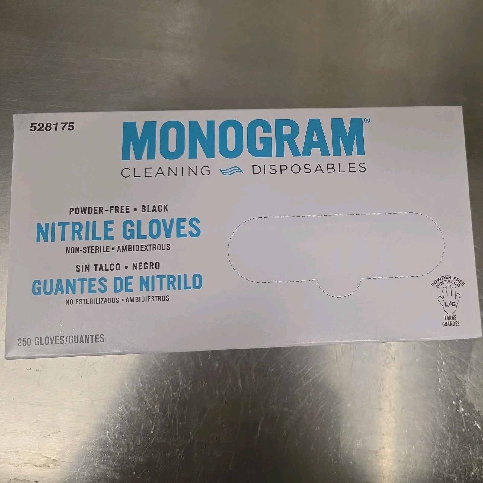 MONOGRAM NITRILE POWDER-FREE GLOVES LARGE BLACK 250 UNITS