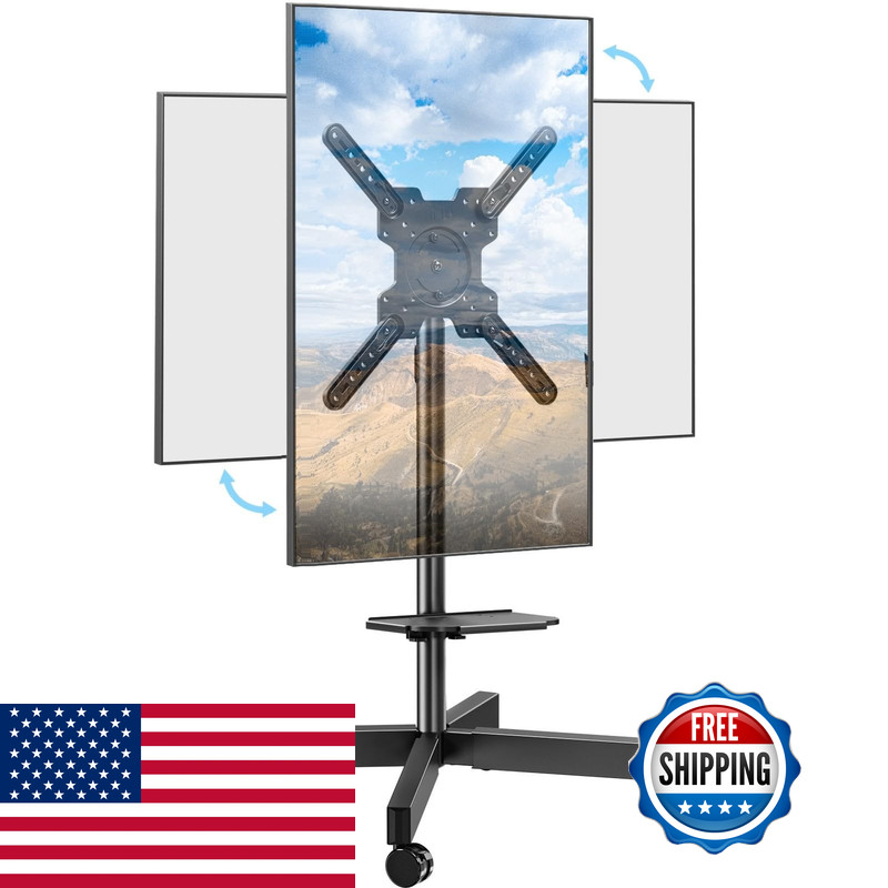 Elived Rolling Tv Stand For Most 23-60 Tvs Mobile Tv Cart 90 Rotation Landscape
