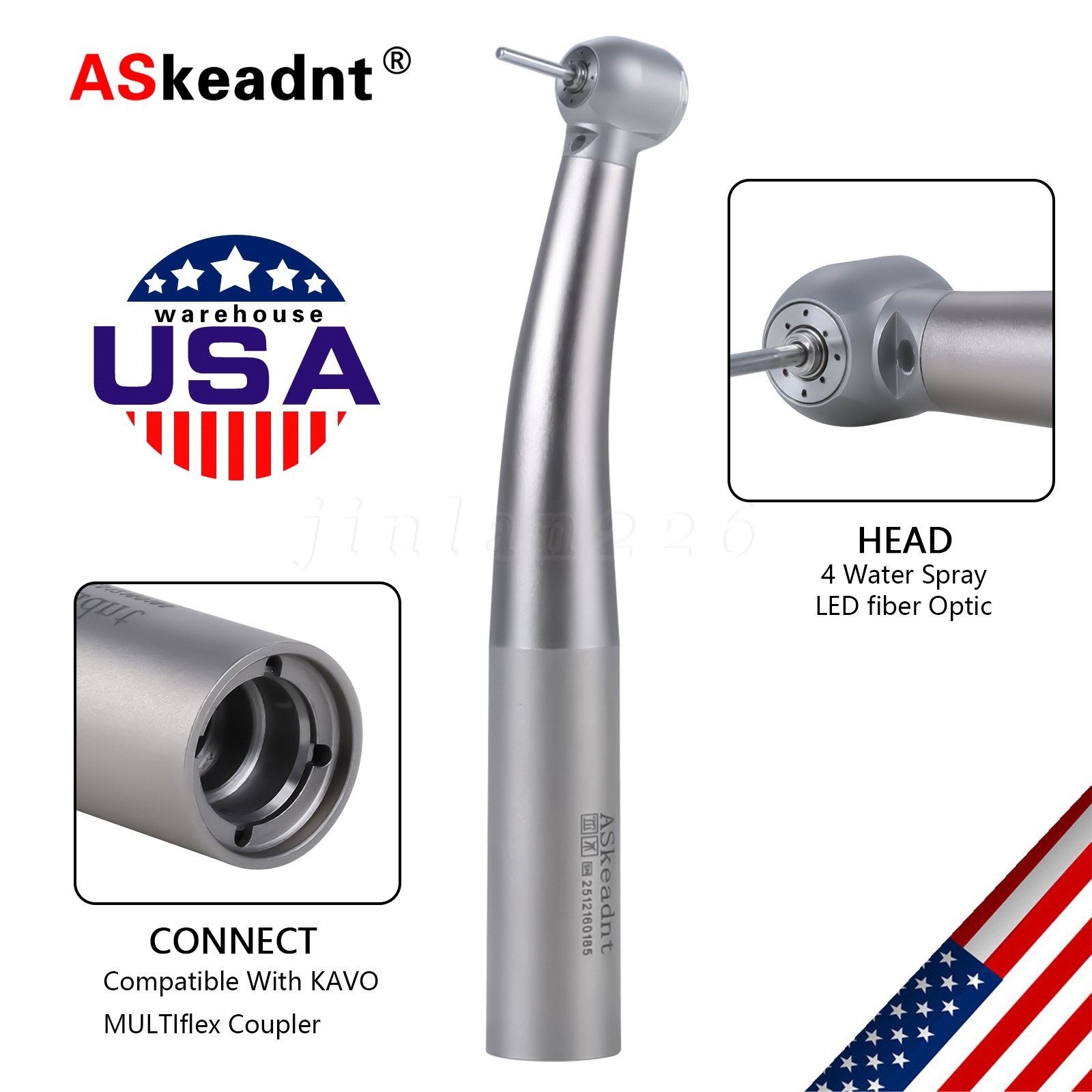 KAVO Style Dental Fiber Optic LED High Speed Handpiece /Quick Coupler 4/6 Holes