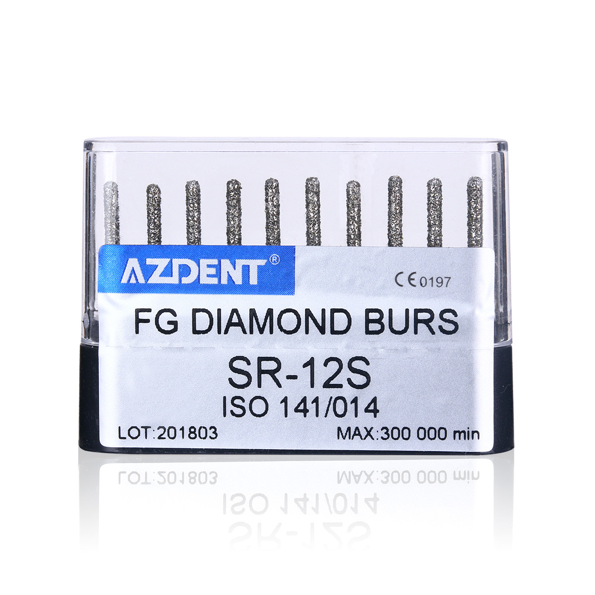 AZDENT Dental High Speed Diamond Burs Straight/Cylindrical Round Head SR-12S